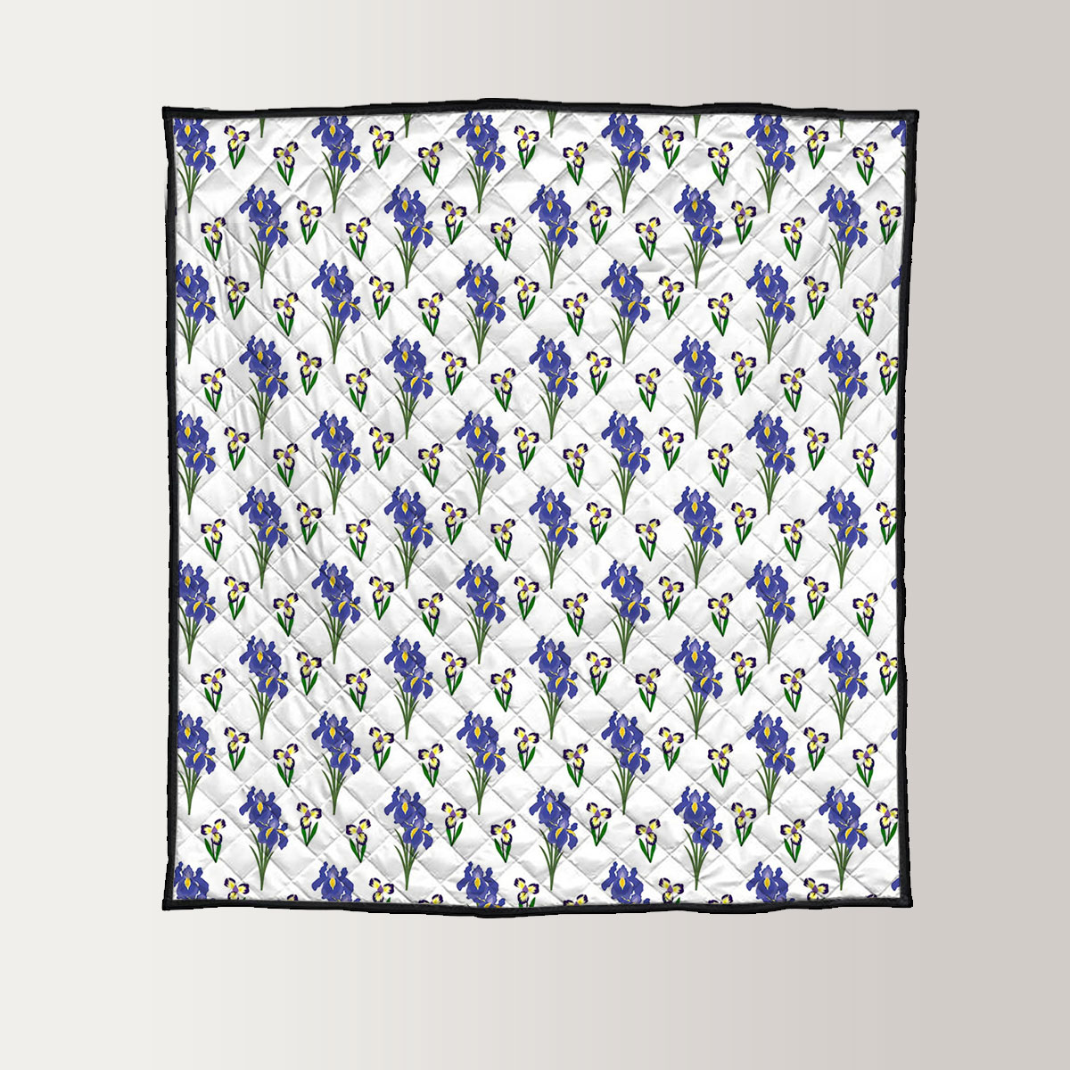Iris Flower And Leaf Seamless Pattern Quilt