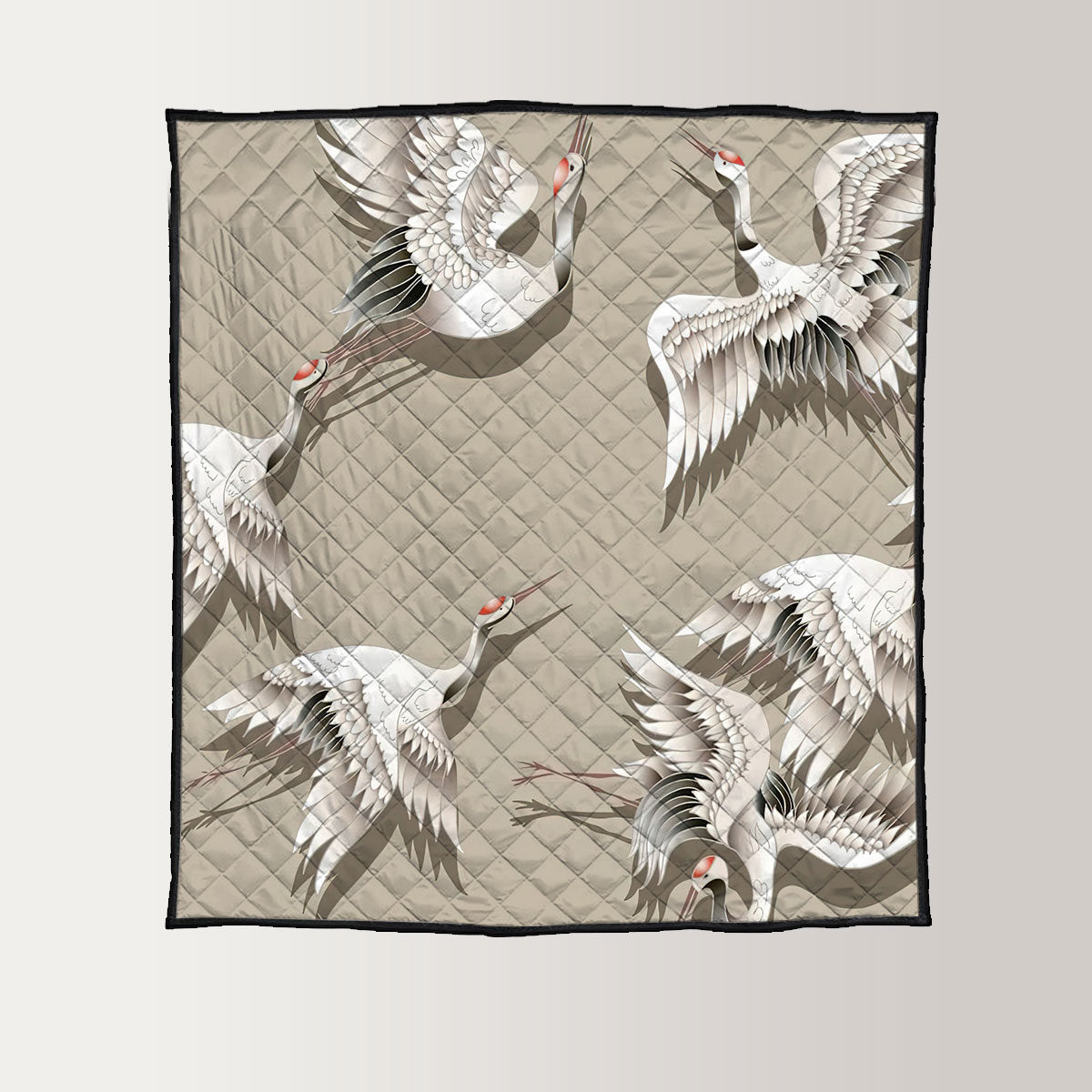 Japanese Heron Brown Backgorund Quilt