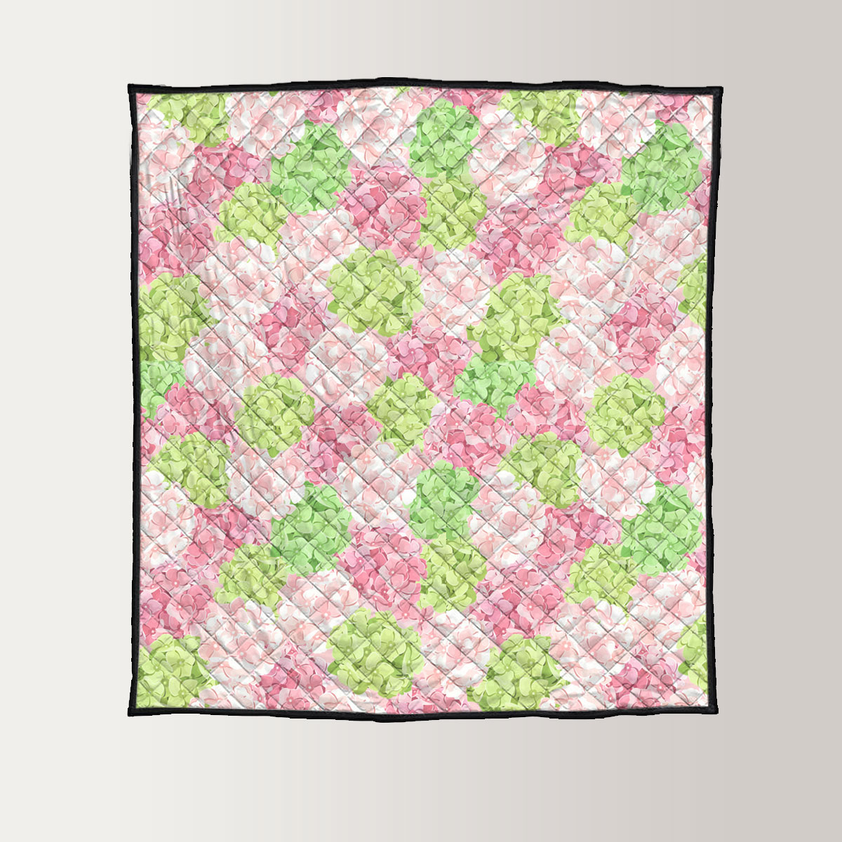 Pink And Green Hydrangea Flowers Quilt