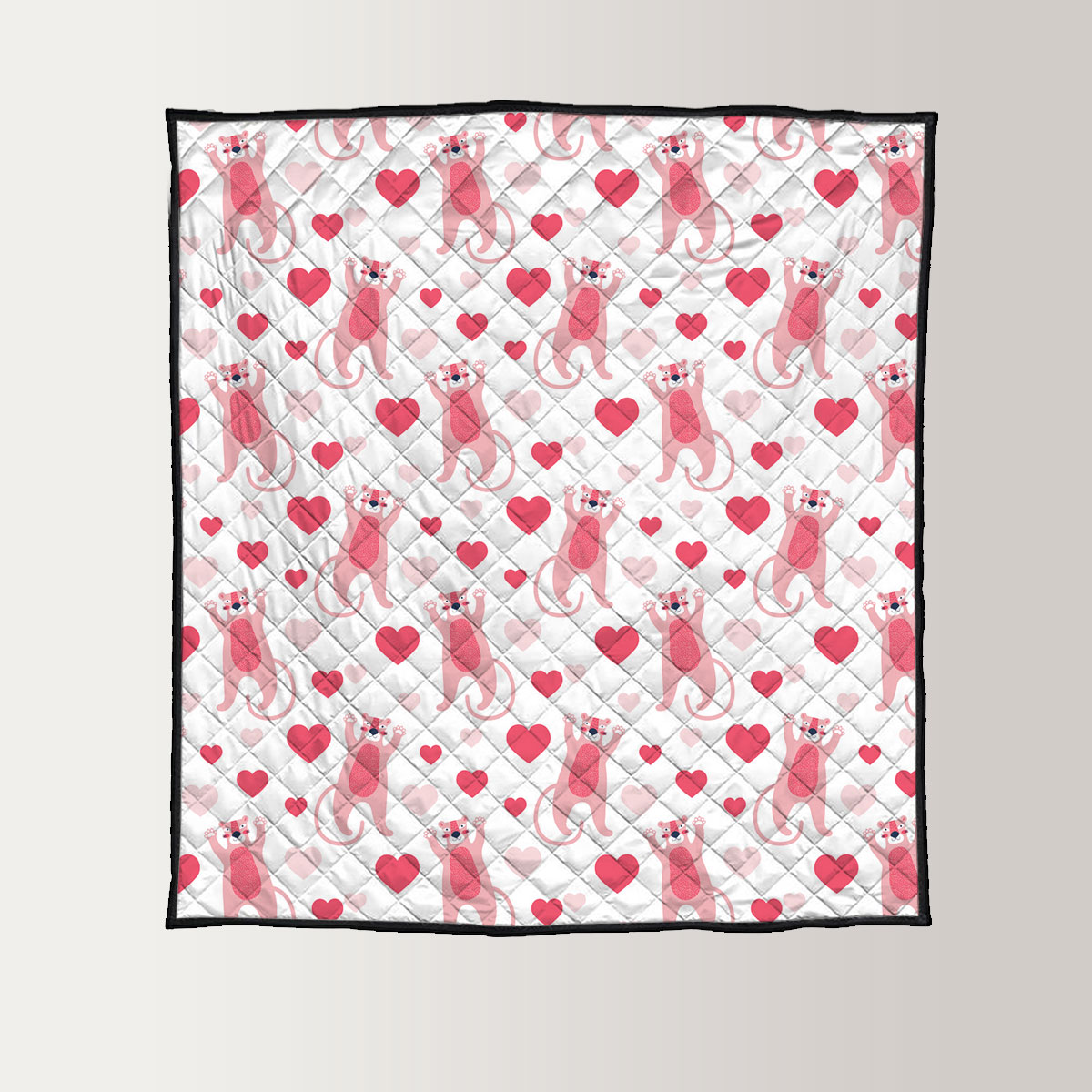 Pink Heart Panther Quilt
