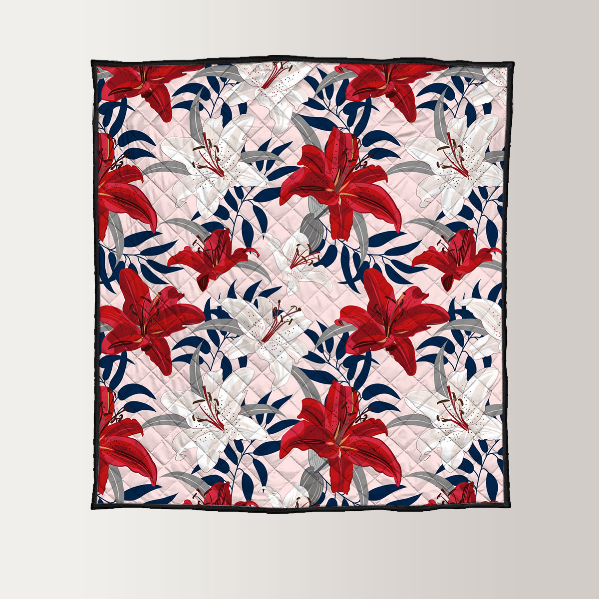 Red And White Lily Flowers Quilt