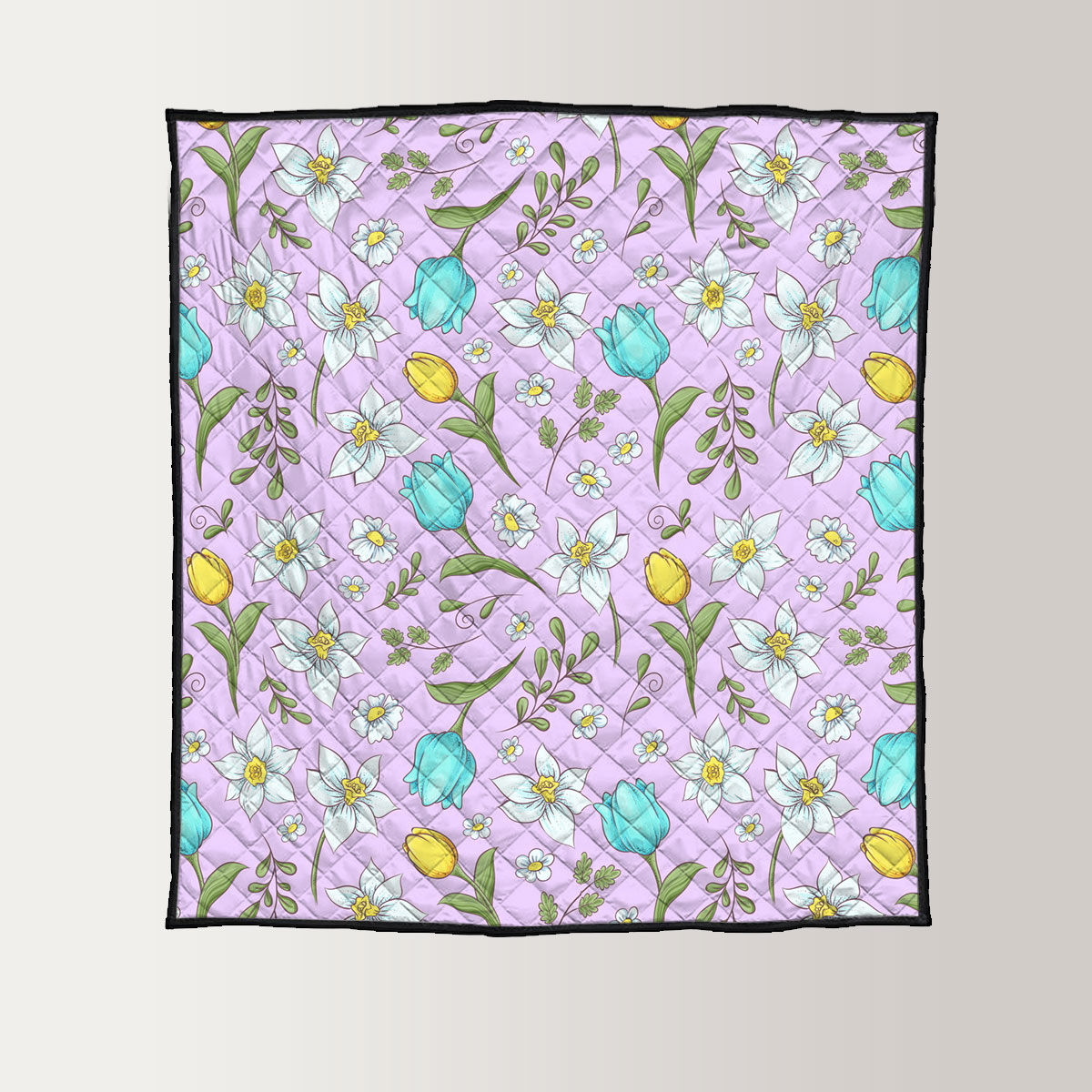 Seamless Pattern Of Daffodils Tulips Quilt