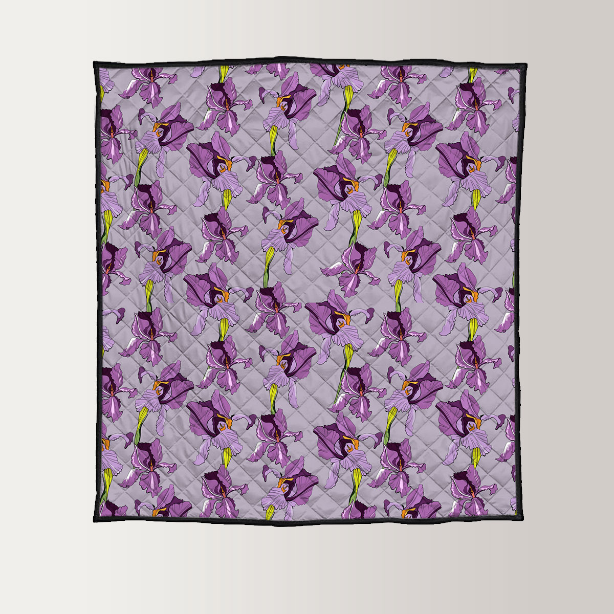 Seamless Pattern With Purple Iris Flowers Quilt