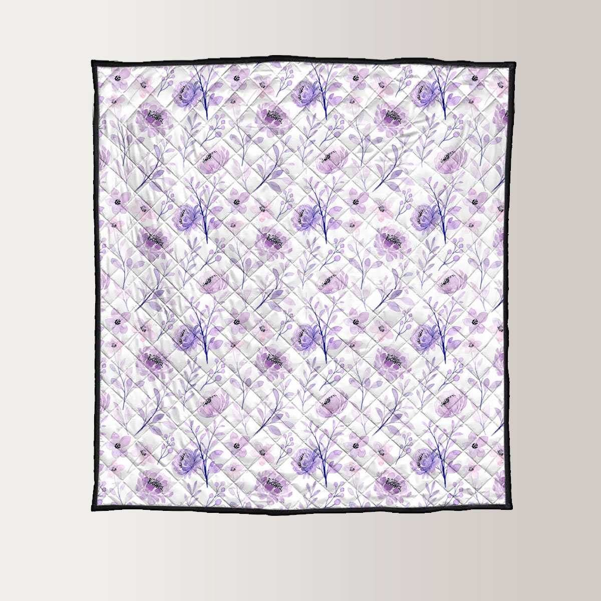 Soft Purple Floral Seamless Pattern Quilt