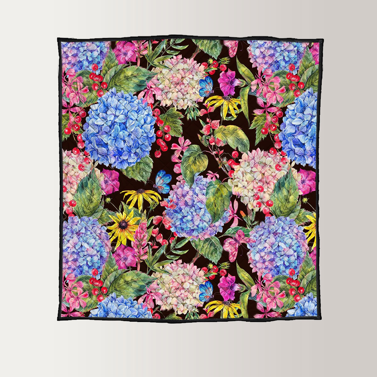 Summer Watercolor Vintage Floral Quilt