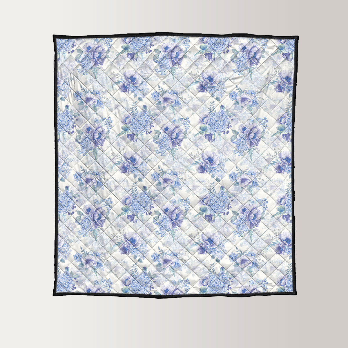 Vintage Blue Hydrangea Flowers Quilt