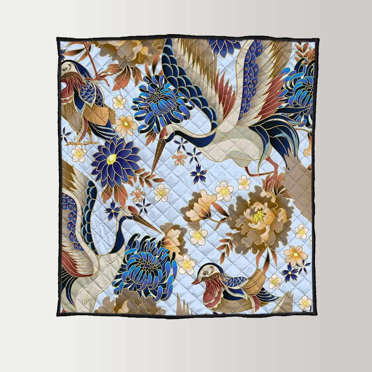 Vintage Heron And Flower Quilt