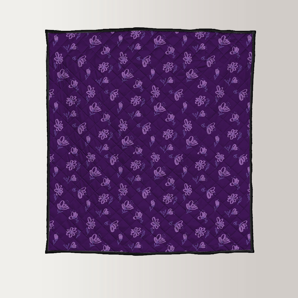 Vintage Violet Floral Seamless Pattern Quilt