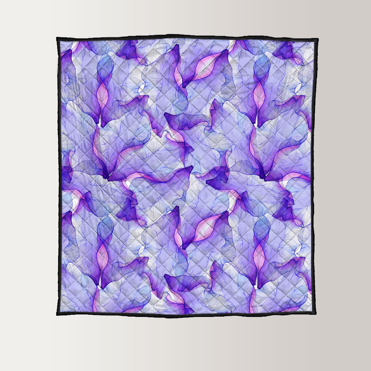 Watercolor Seamless Pattern With Purple Flower Quilt
