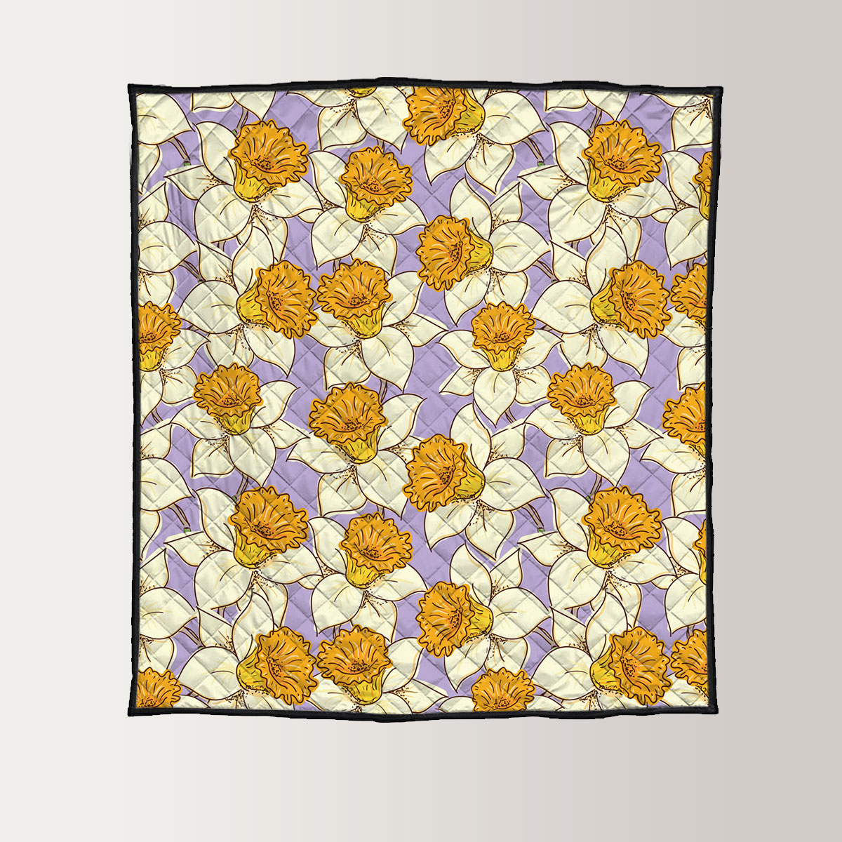 White Daffodils On Purple Background Quilt