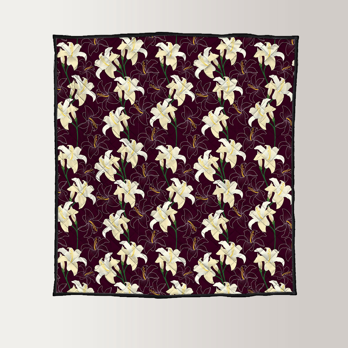 White Lily Seamless Pattern Quilt
