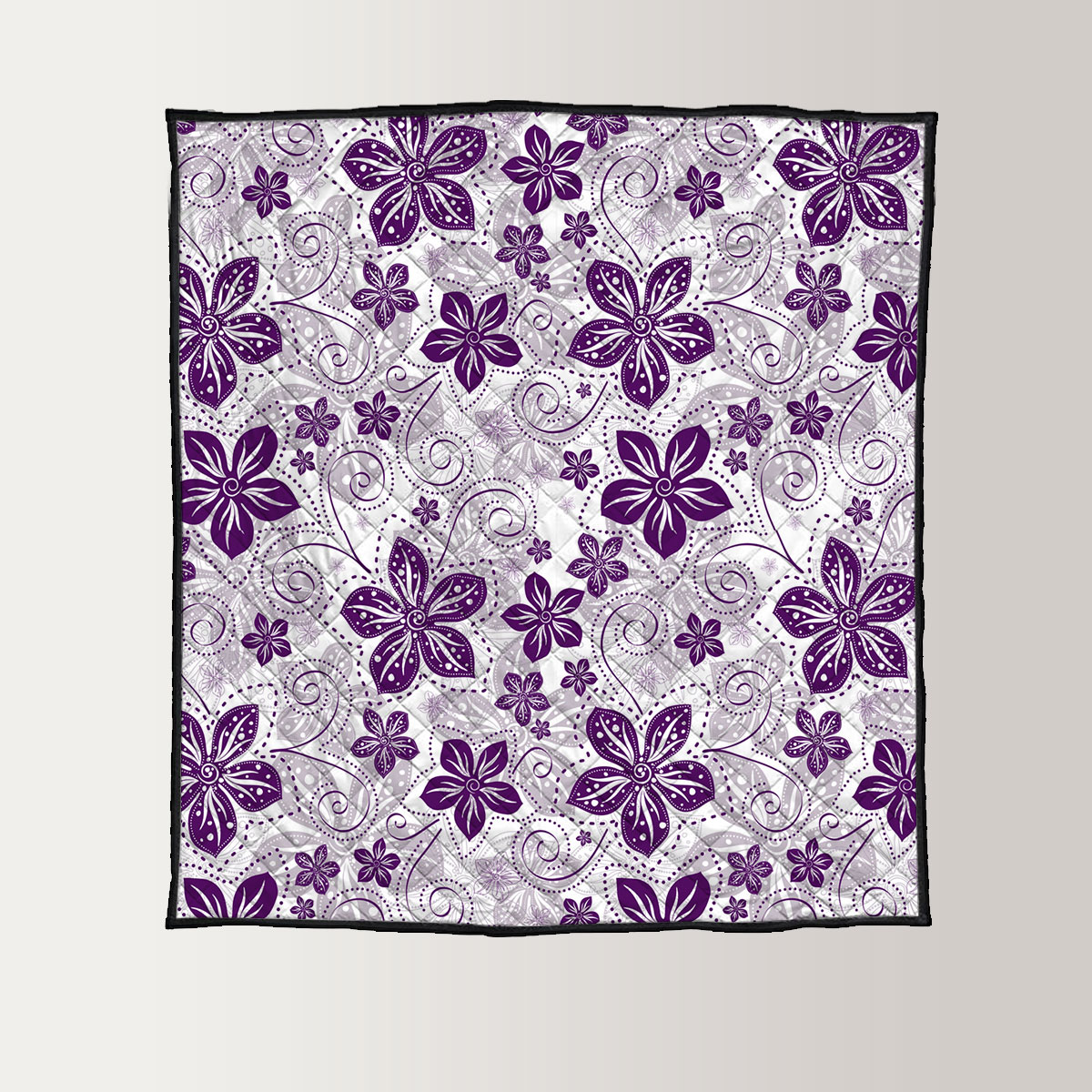 White Violet Floral Pattern Quilt