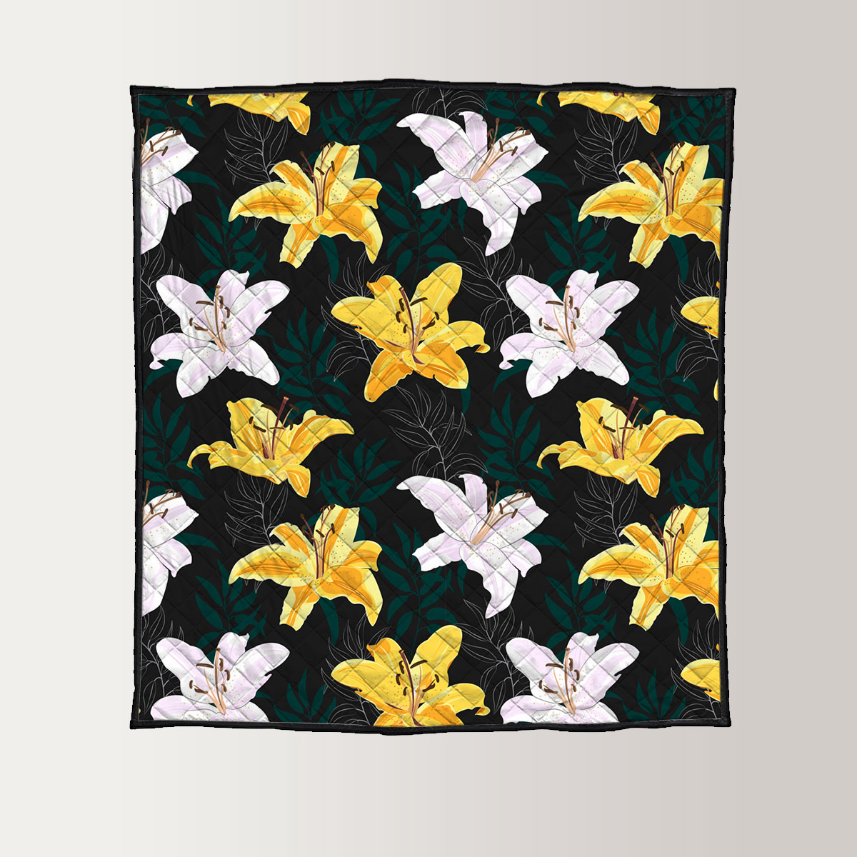 Yellow And White Lily Flowers Quilt