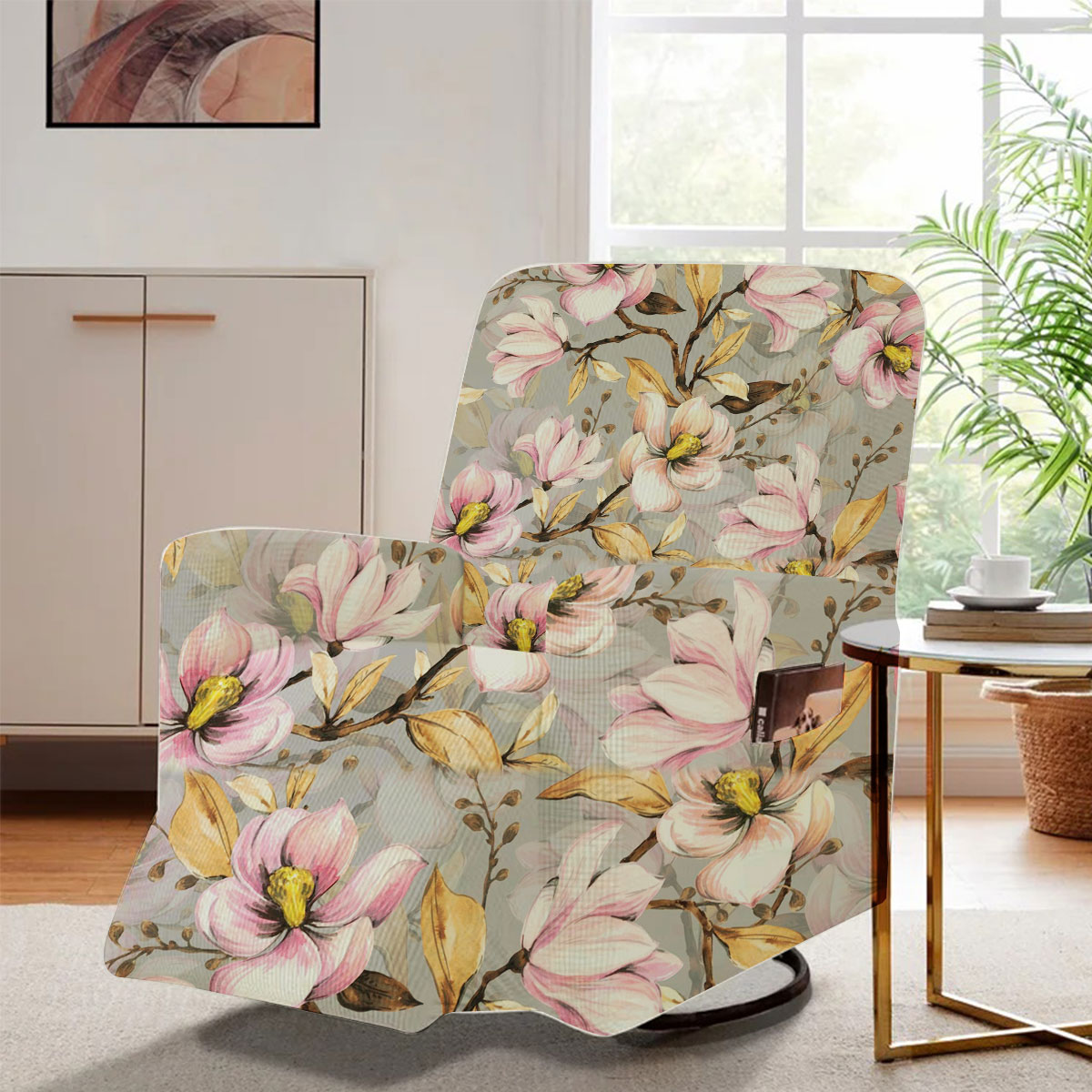 Abstract Magnolia Flowers Recliner Slipcover