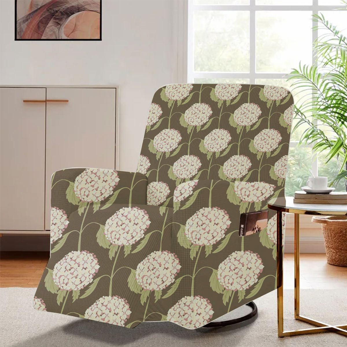 Abstract Nature With White Hydrangea Flowers Recliner Slipcover