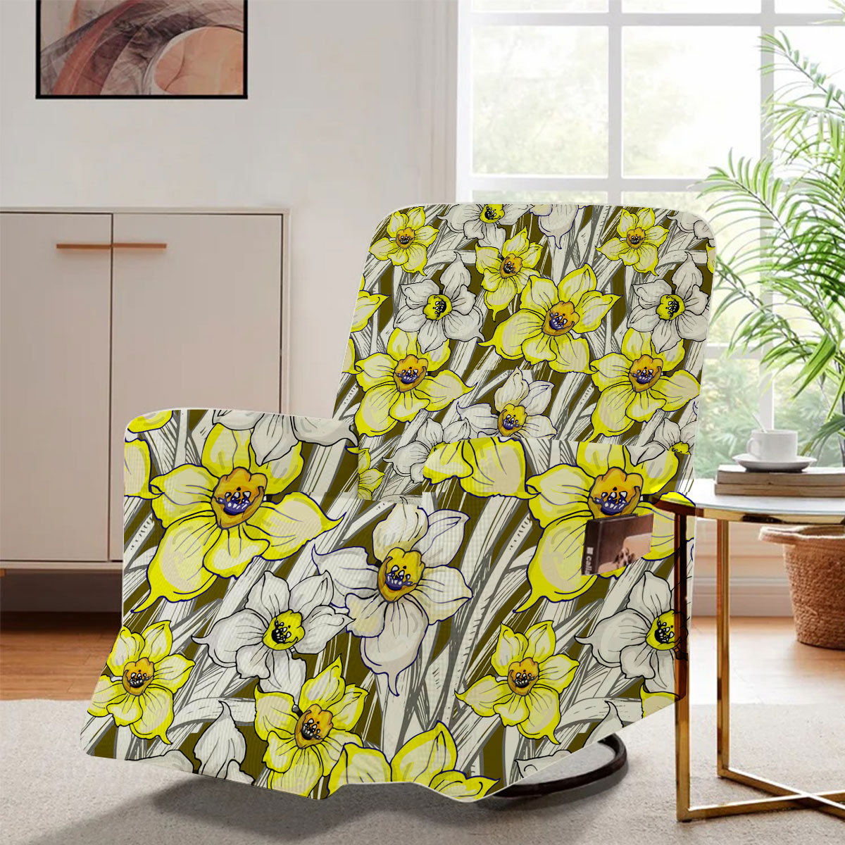 Botanical With Flowers Of Narcissus Daffodil Recliner Slipcover