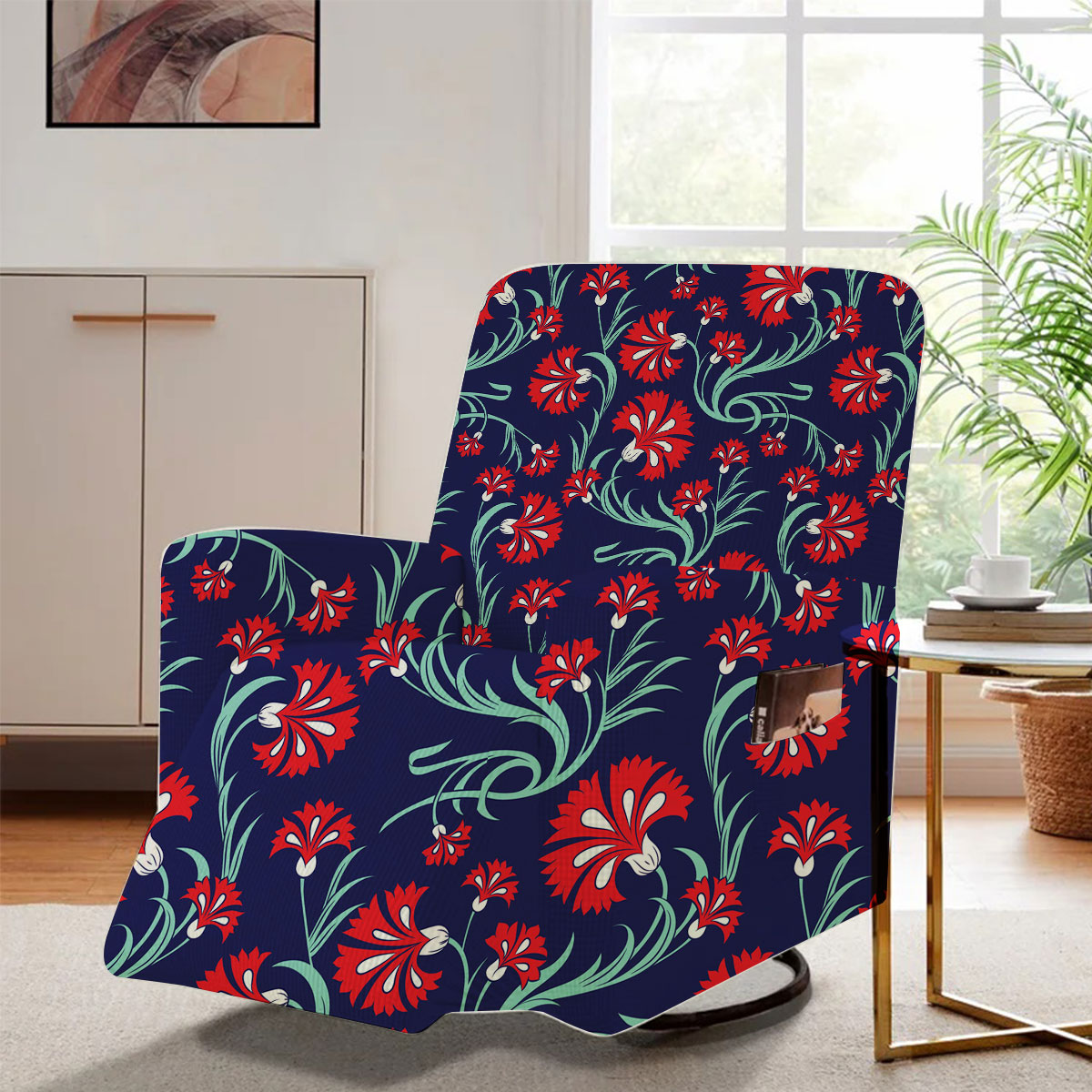 Carnations Seamless Pattern Recliner Slipcover