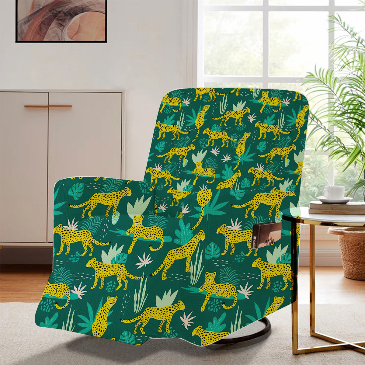 Cartoon Yellow Leopard Recliner Slipcover