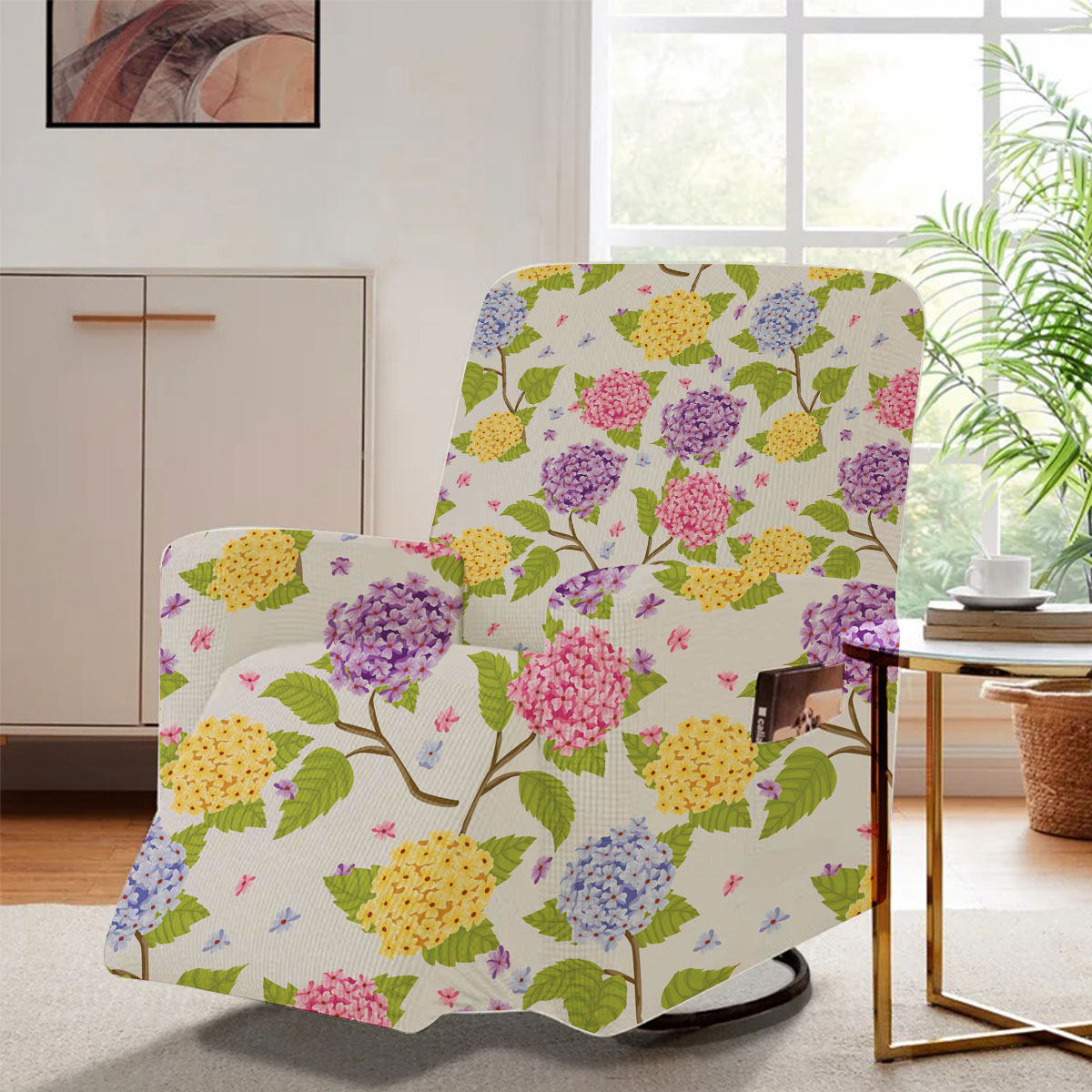 Floral Hydrangea Seamless Pattern Recliner Slipcover