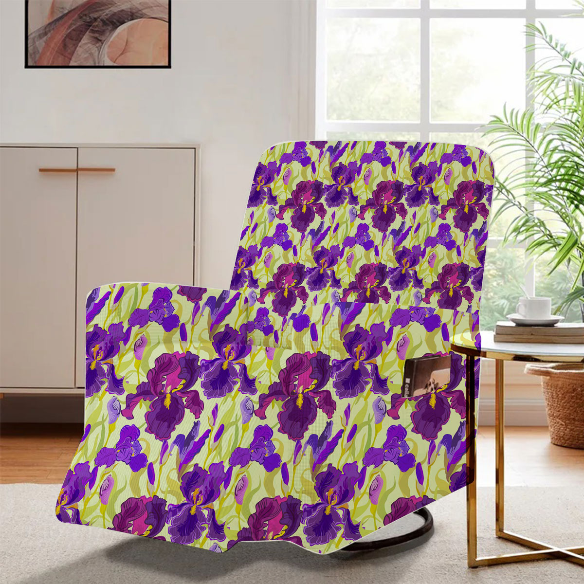 Floral Seamless Pattern Flower Iris Background Recliner Slipcover