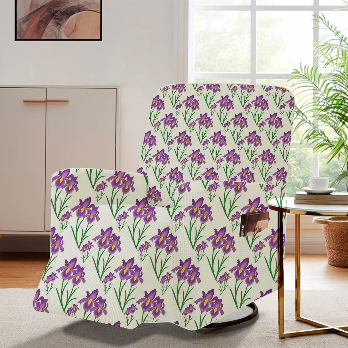 Iris Flower With Leaf Recliner Slipcover