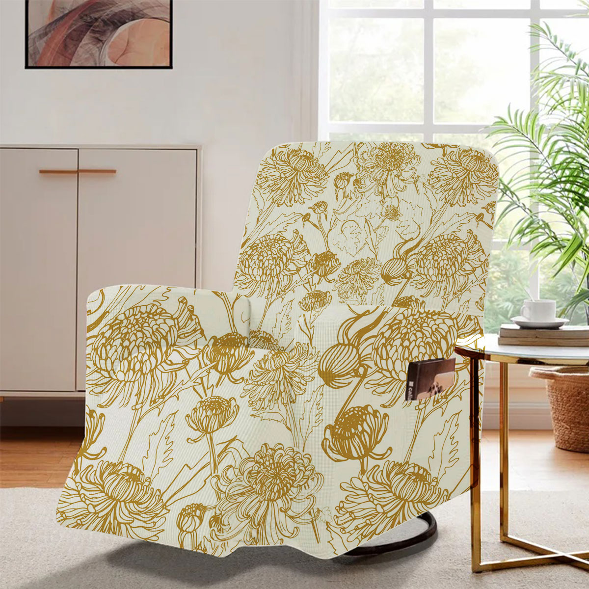 Japanese Chrysanthemum Recliner Slipcover