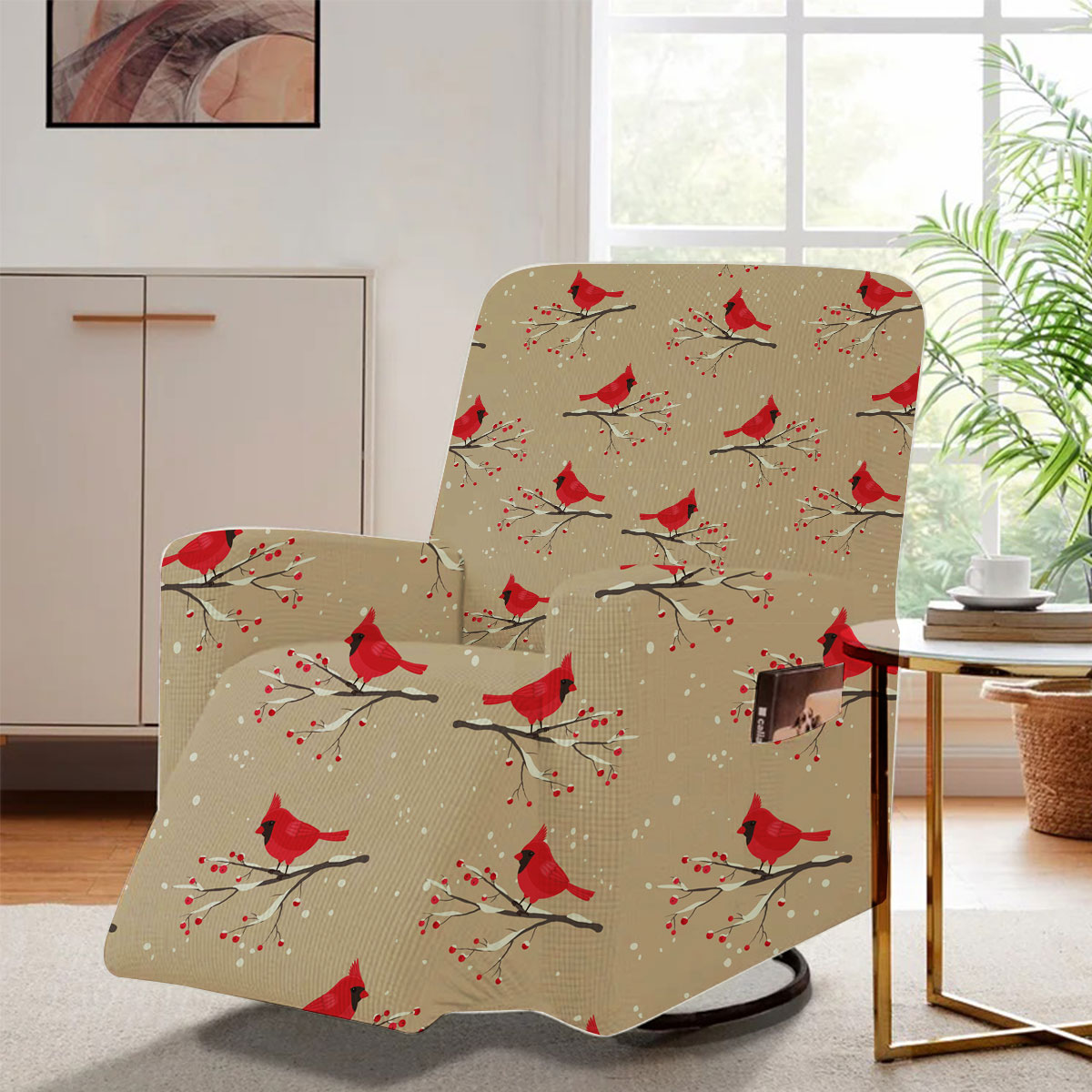 Little Cardinal In Snow Recliner Slipcover