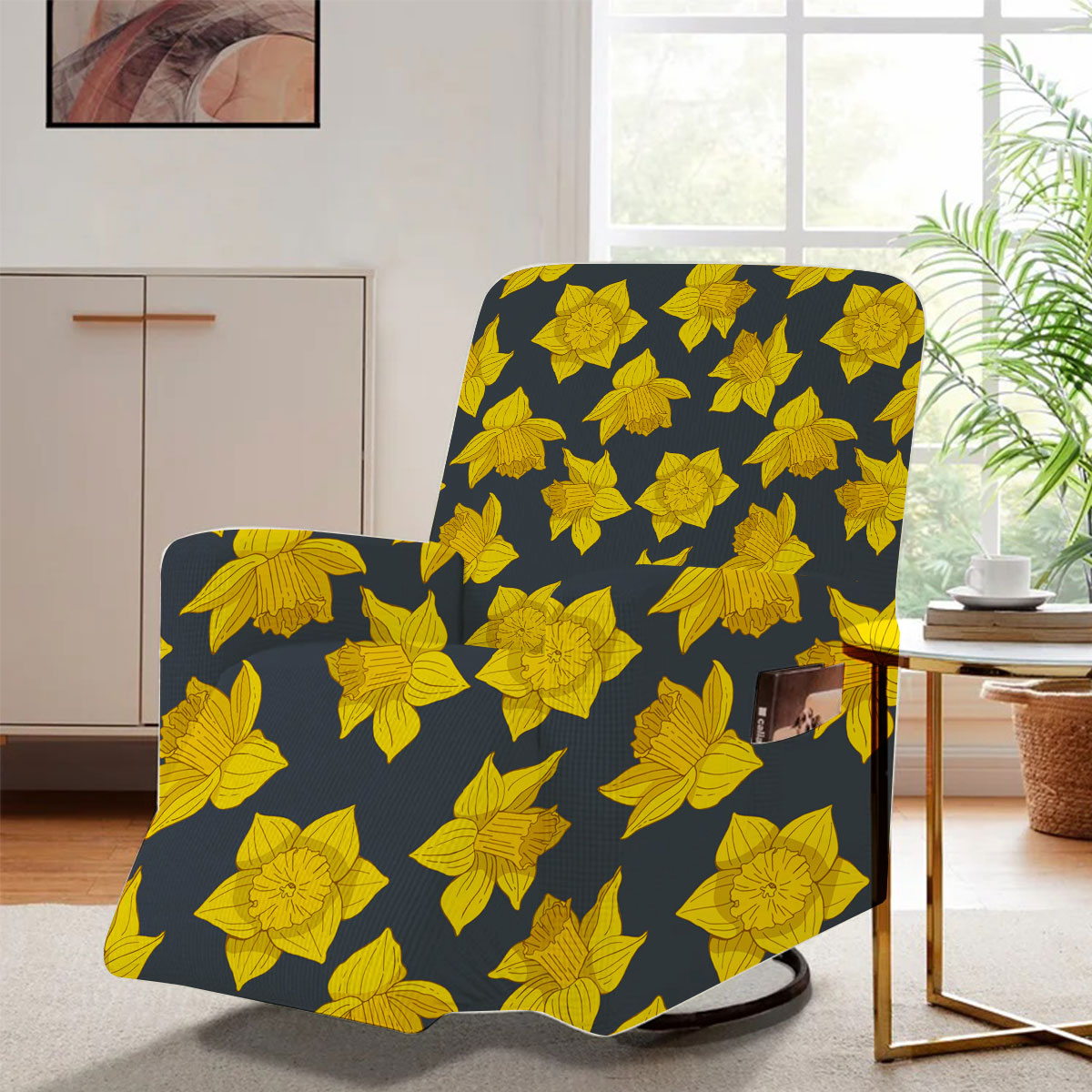 Midnight Daffodils Flower Recliner Slipcover