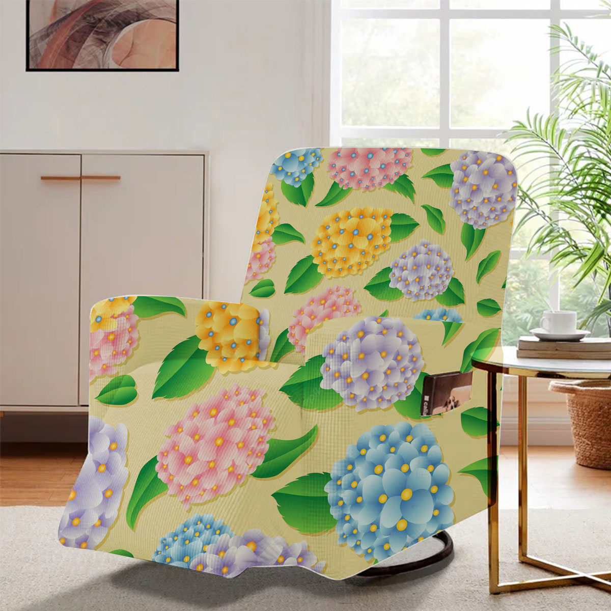 Multi Color Hydrangea Flower Recliner Slipcover