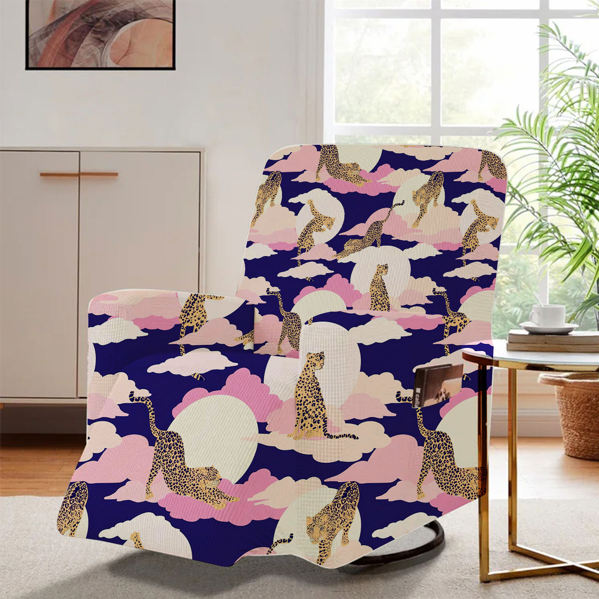 Pink Sun Panther Recliner Slipcover