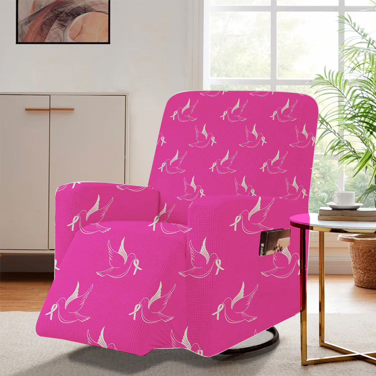 Pink Universe Ribbon Pigeon Recliner Slipcover