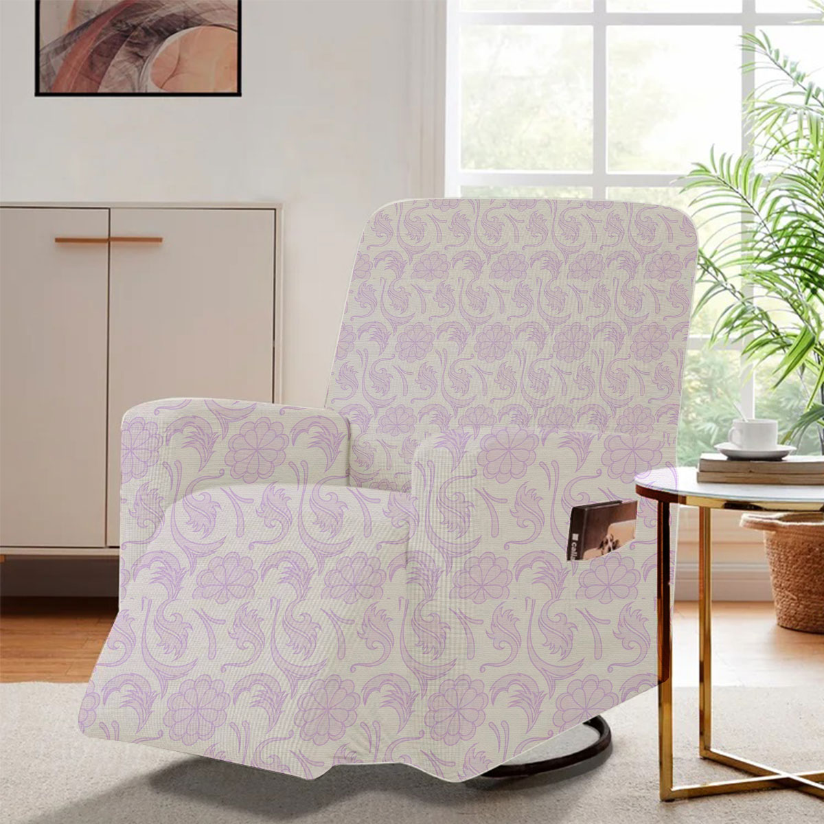 Purple Floral Seamless Pattern Recliner Slipcover