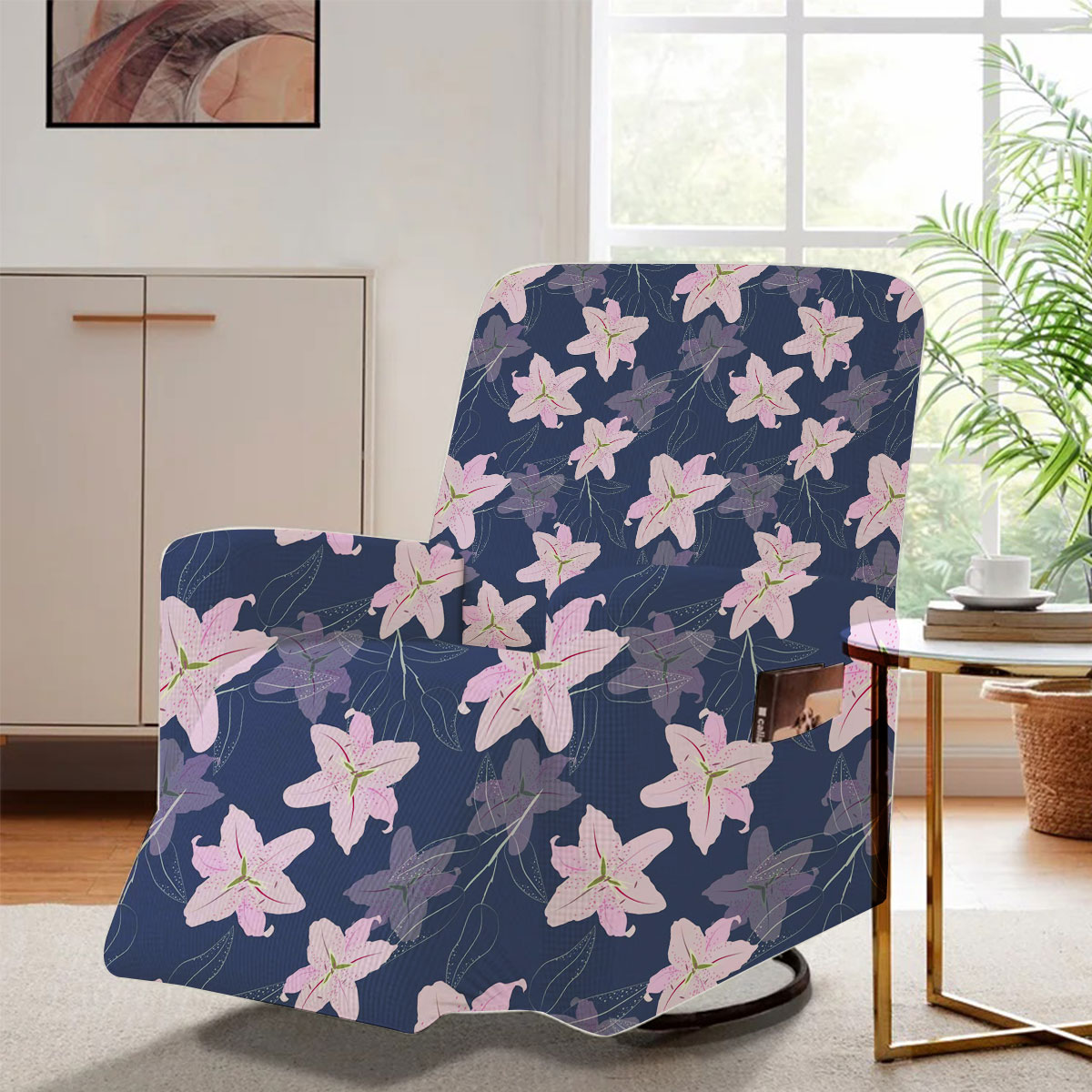Purple Lily Flowers Recliner Slipcover