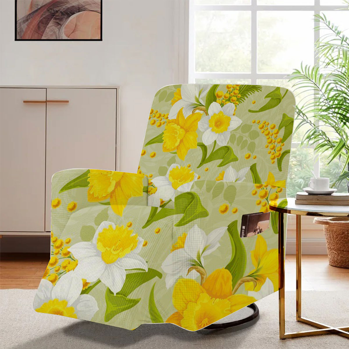 Retro Daffodils Flower Recliner Slipcover