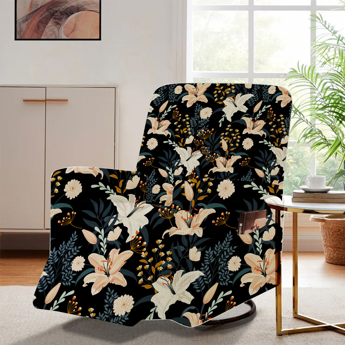Retro Lily Flowers Recliner Slipcover
