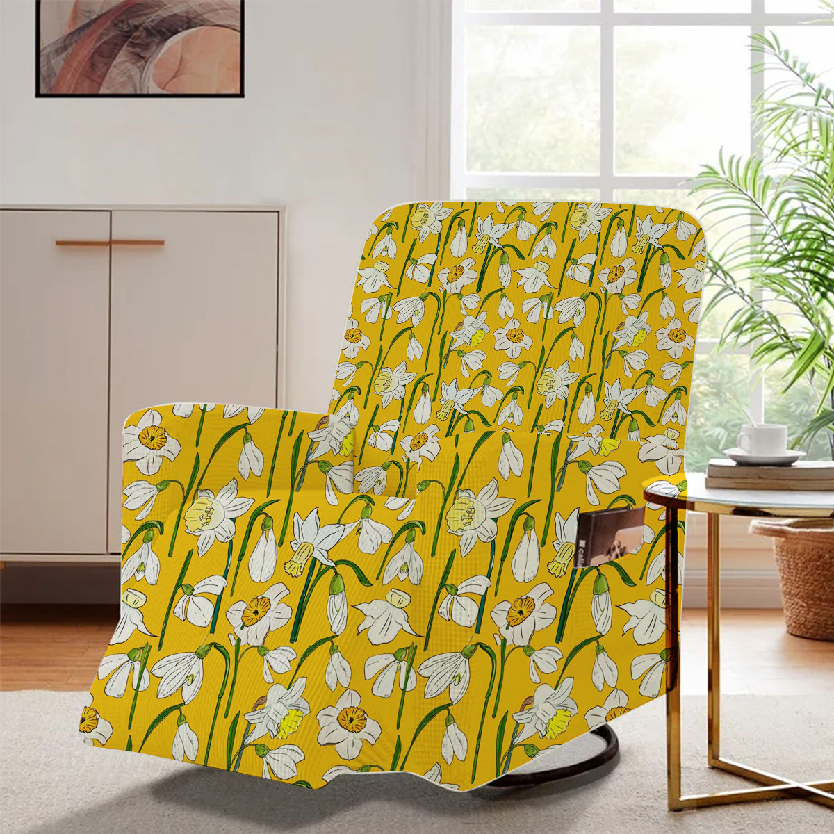 Snowdrops And Daffodils Seamless Pattern Recliner Slipcover
