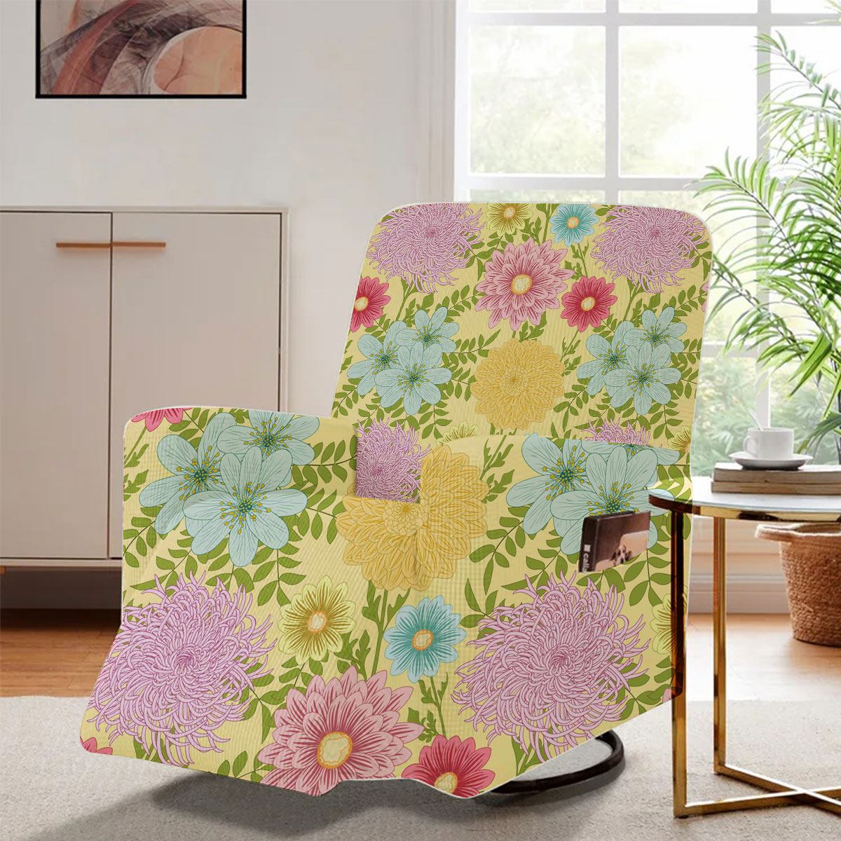 Summer Seamless Pattern With Daisy Chrysanthemum Recliner Slipcover