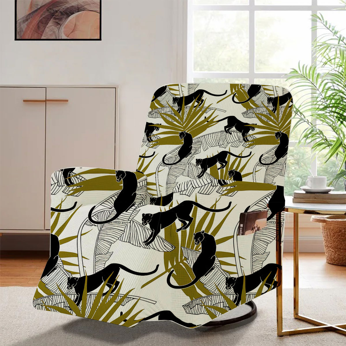 Tropical Black Panther Recliner Slipcover