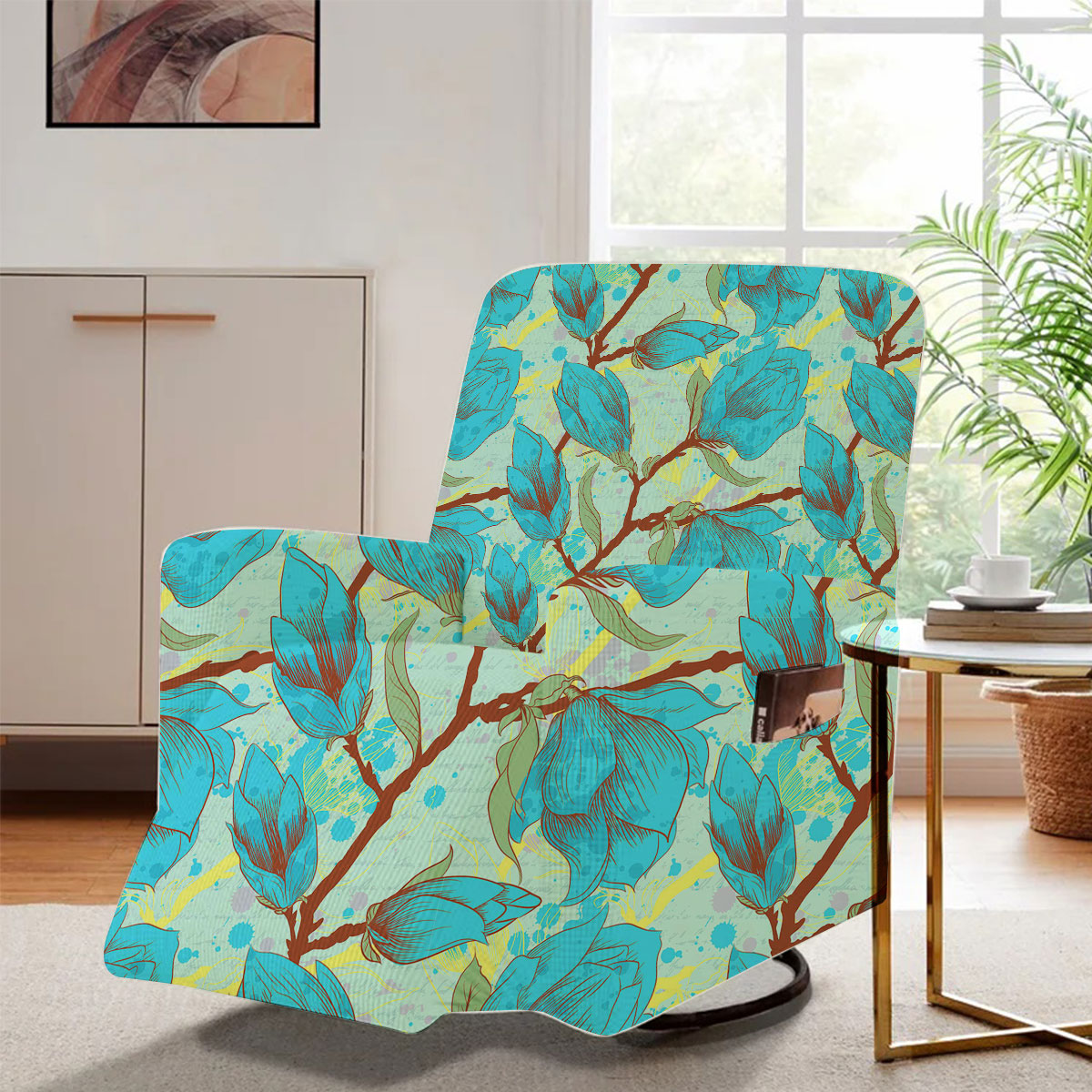Vintage Seamless Pattern With Magnolia Recliner Slipcover
