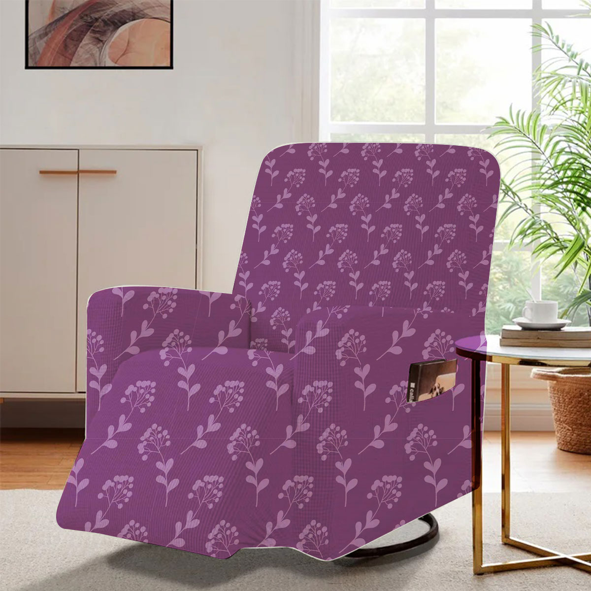 Violet Floral Seamless Pattern Recliner Slipcover