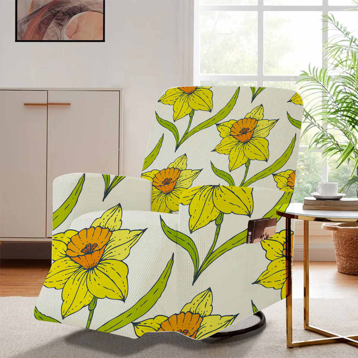 Yellow Daffodils Flowers Recliner Slipcover
