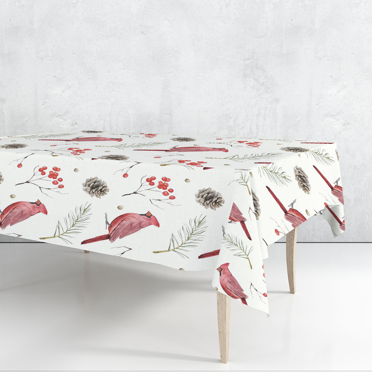 Berries Red Cardinal Rectangle Tablecloth