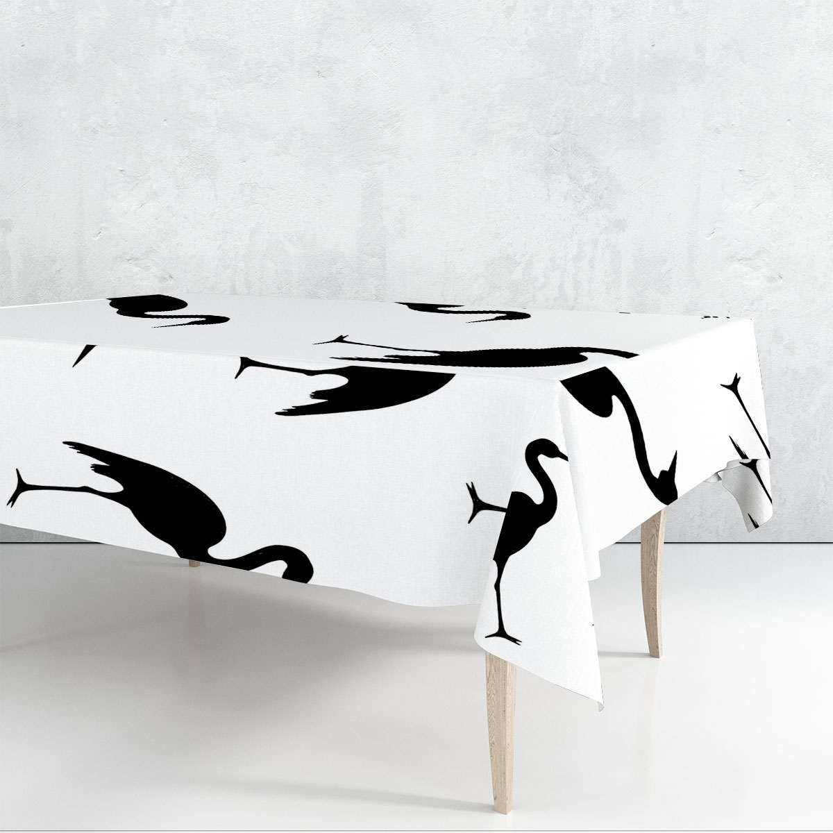 Black And White Heron Art Rectangle Tablecloth