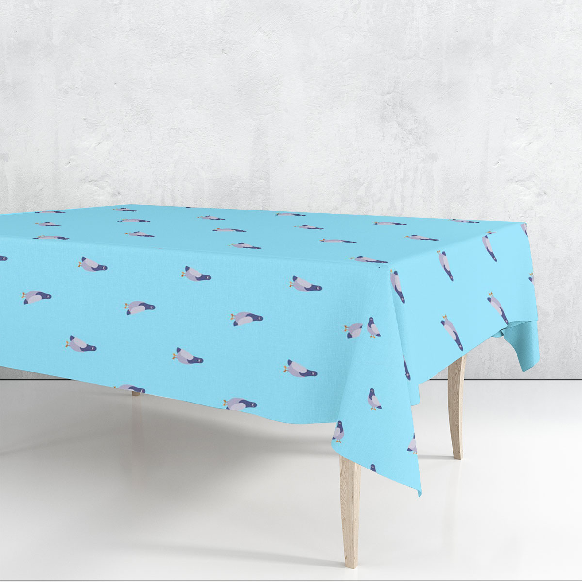Blue Backgroun Pigeon Rectangle Tablecloth