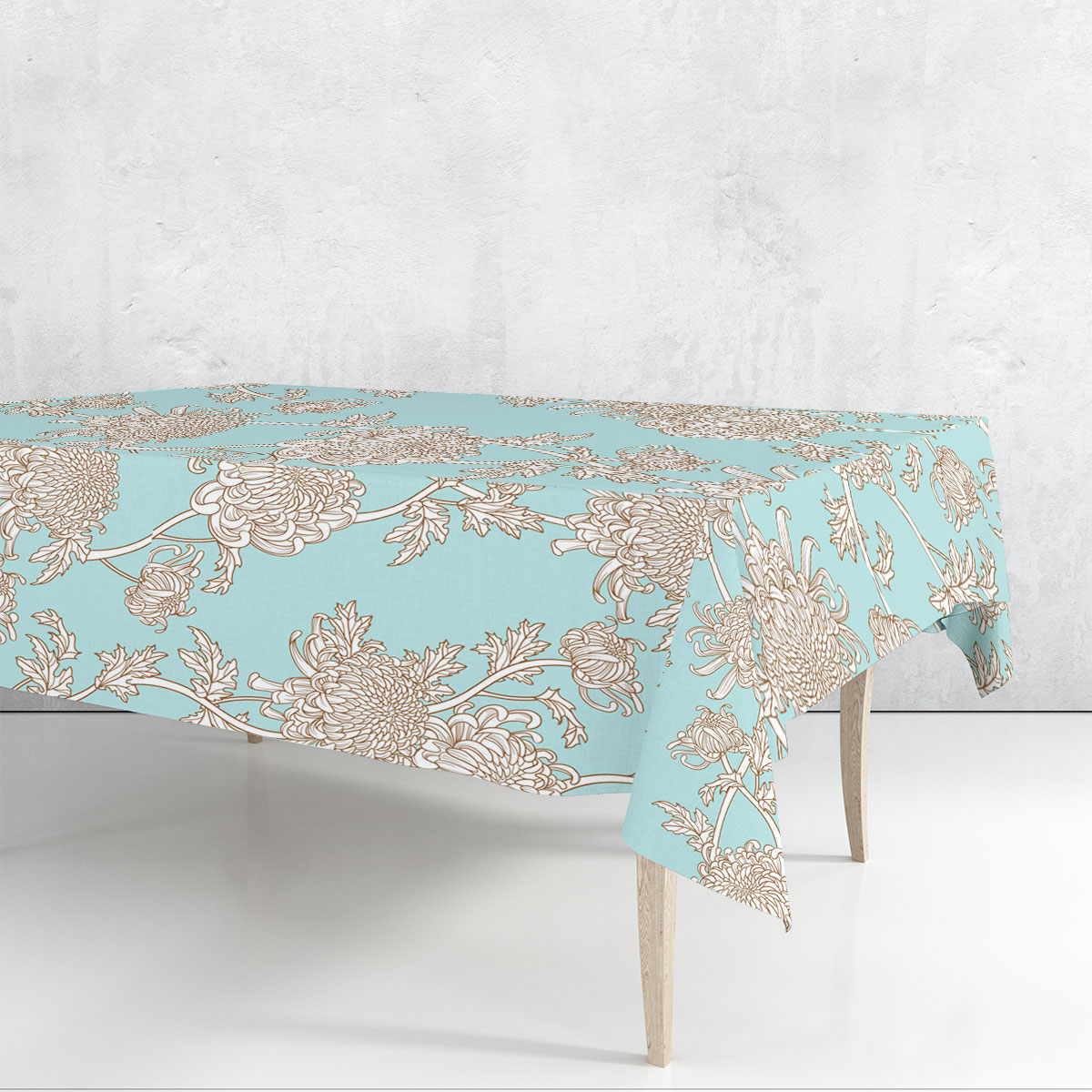 Blue Pastel Chrysanthemum Rectangle Tablecloth