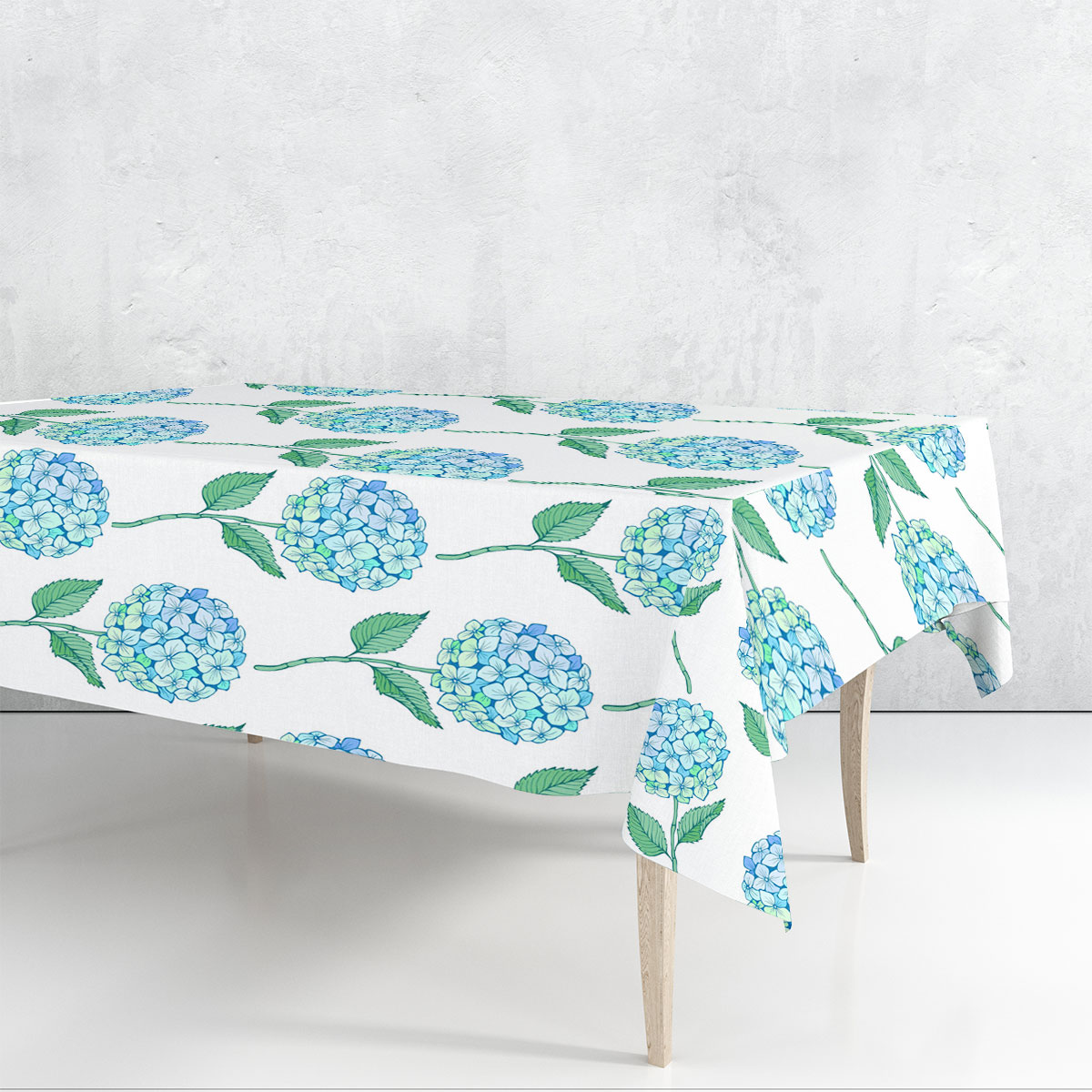 Blue Pastel Hydrangea Rectangle Tablecloth