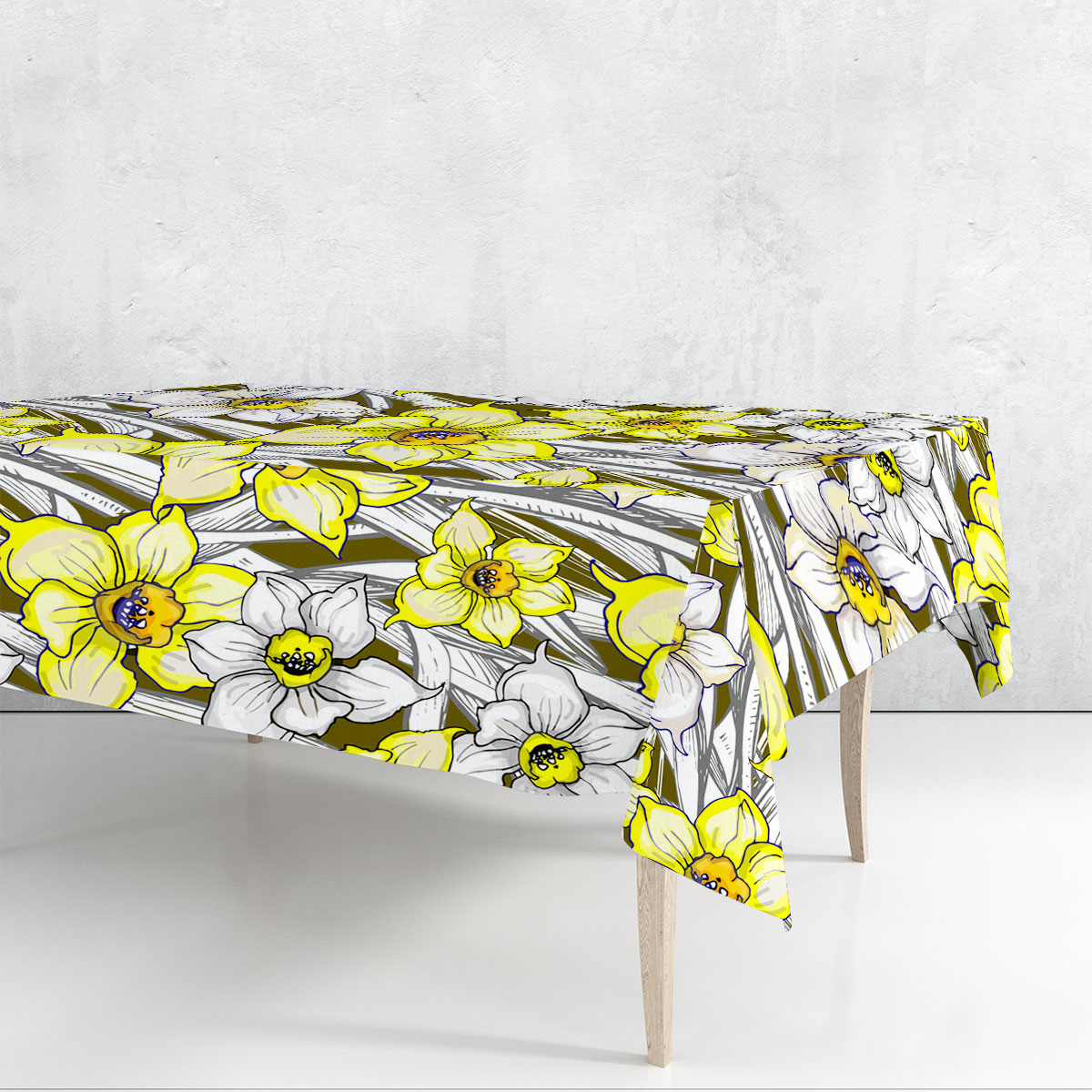 Botanical With Flowers Of Narcissus Daffodil Rectangle Tablecloth