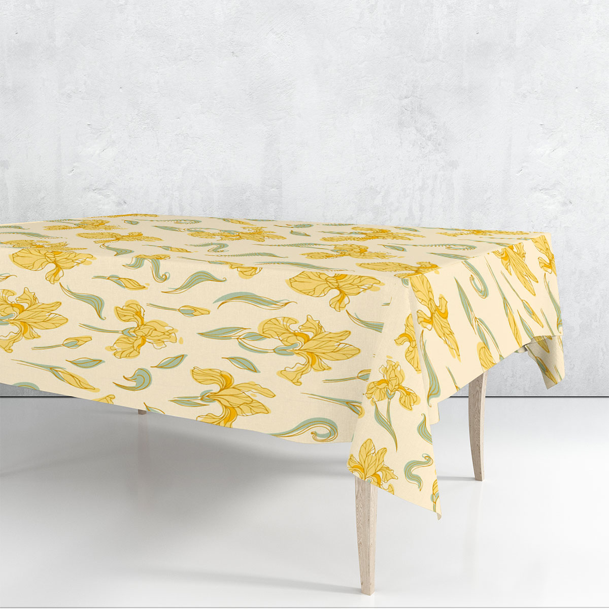 Bright Yellow Irises Rectangle Tablecloth
