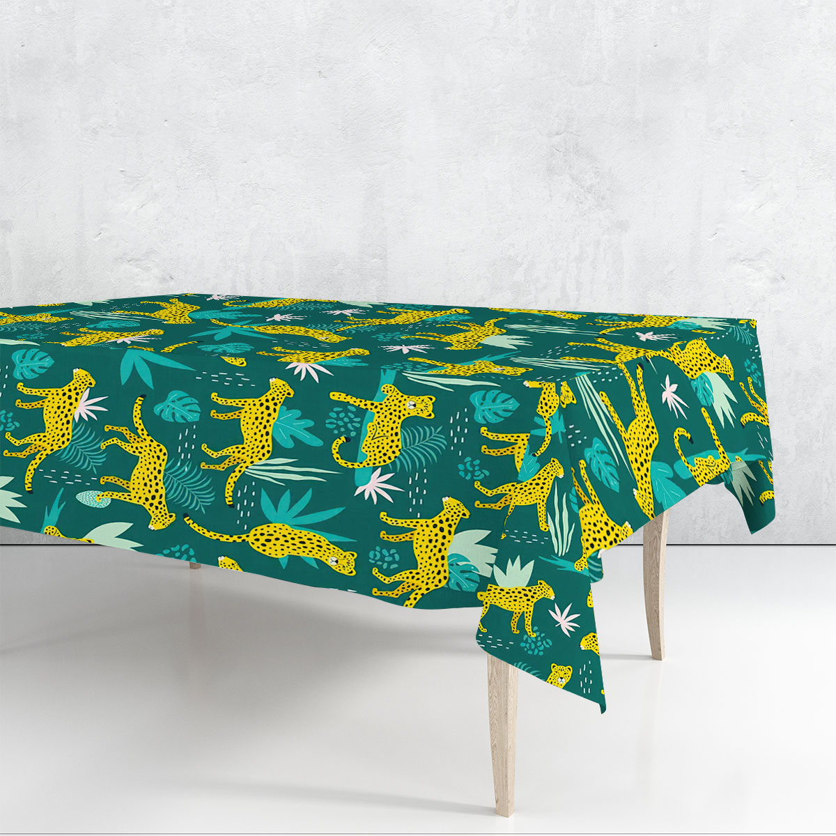 Cartoon Yellow Leopard Rectangle Tablecloth