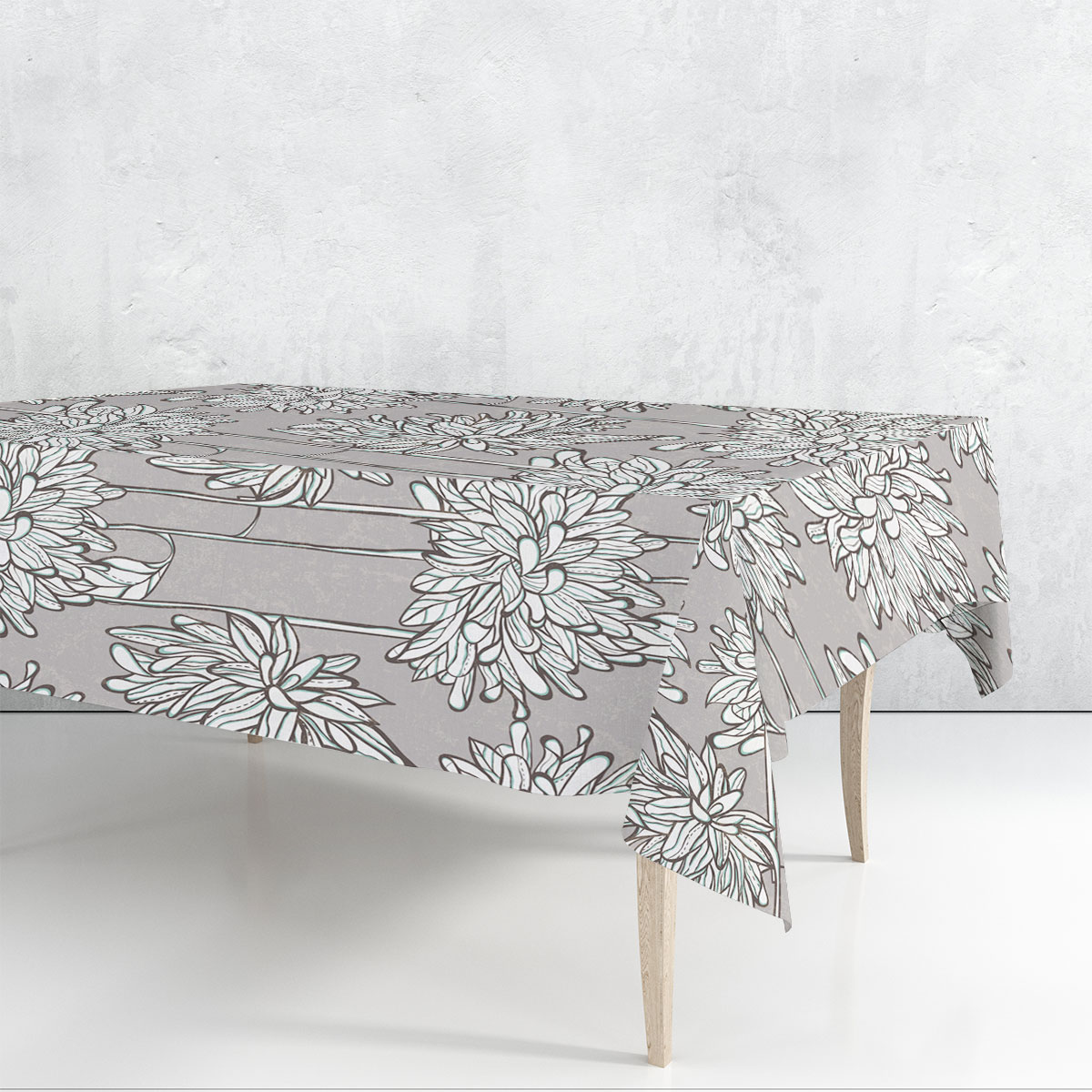ChrysanthemumOn Gray Background Rectangle Tablecloth
